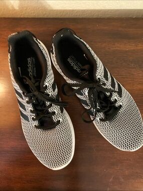 adidas Men's Black and White Knit Running Shoes